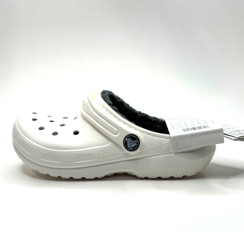 Crocs Classic Lined Clog Unisex Kids White w/ gray EU 30-31